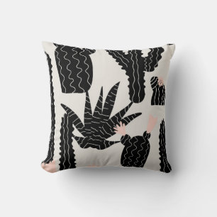 Coussin Motif transparent avec illustration cactus