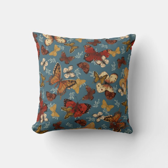 Coussin motif transparent bleu papillon (Recto)