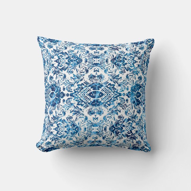 Coussin Motif transparent damassé géométrique avec texte d (Recto)