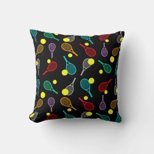 Coussin Motif transparent de tennis coloré - Raquette et b