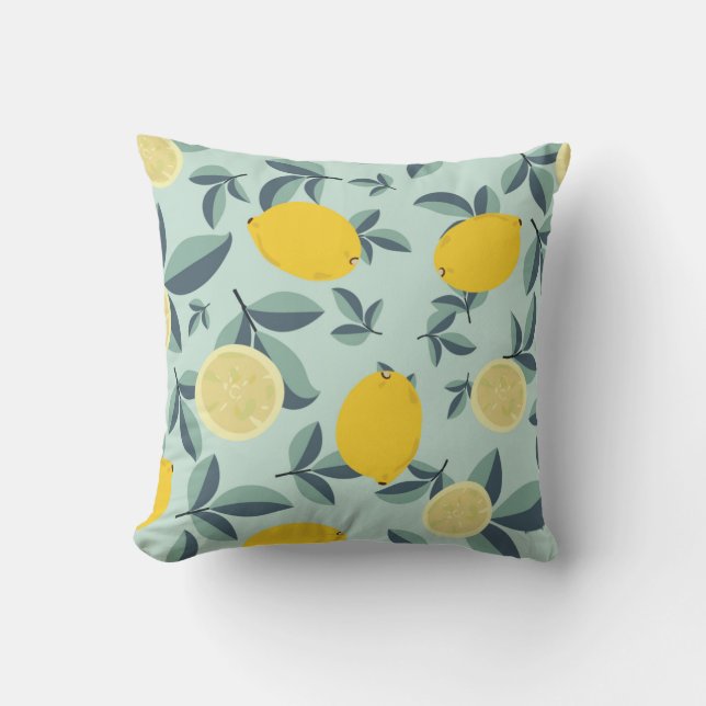 Coussin Motif transparent tropical avec citrons jaunes (Recto)