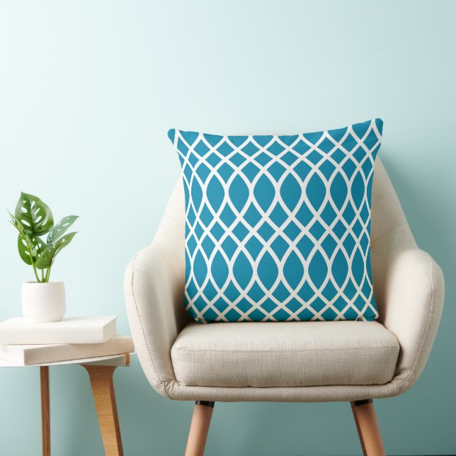 Coussin Motif Trellis | bleu Turquoise (Chaise)