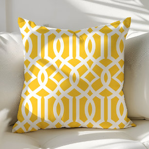 Coussin Motif Trellis marocain Jaune et Blanc tendance