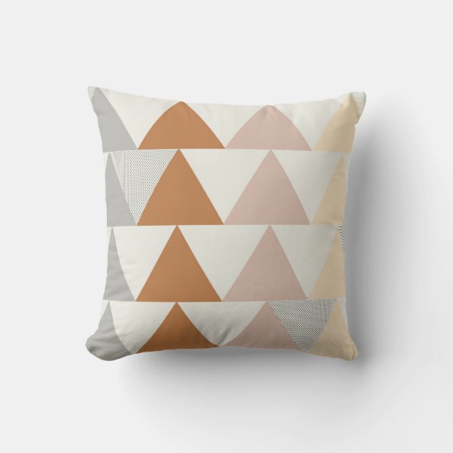 Coussin Motif triangle en rose gris neutre (Recto)