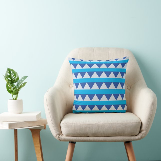 Coussin Motif triangle gris bleu (Chaise)