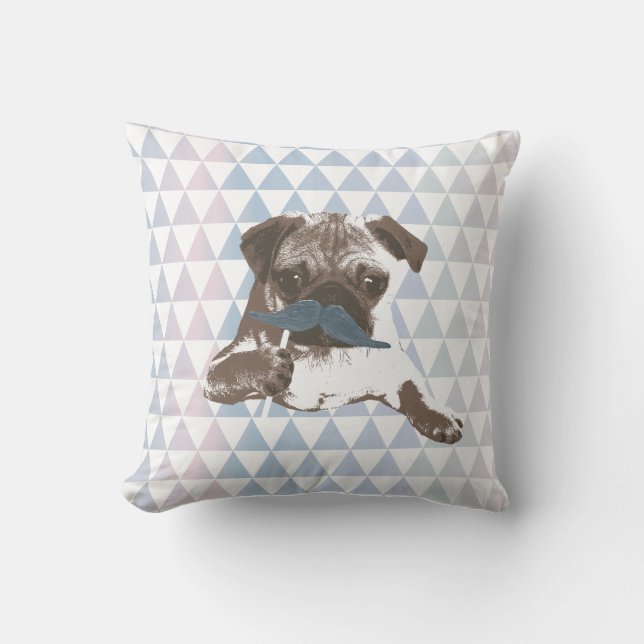 Coussin Motif Triangle moderne Carlin Mustache Bleu (Recto)