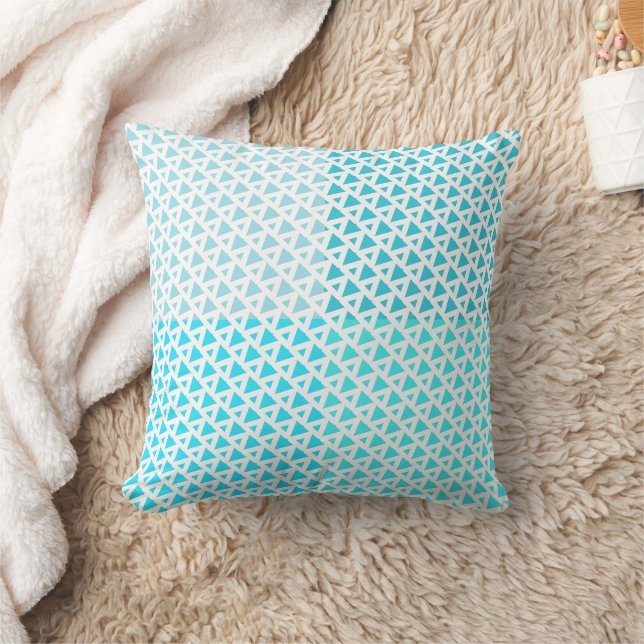Coussin Motif triangle moderne Turquoise blanc (Couverture)