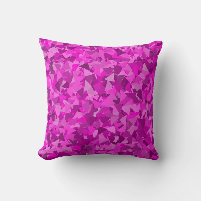 Coussin Motif Triangle Rose Violet (Recto)