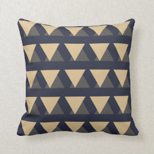 Coussin Motif triangle simple en or et gris charbon