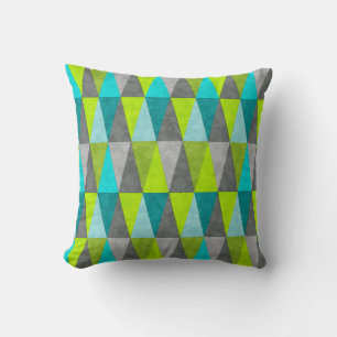 Coussin Motif triangle vert bleu vert géométrique Aqua Gru