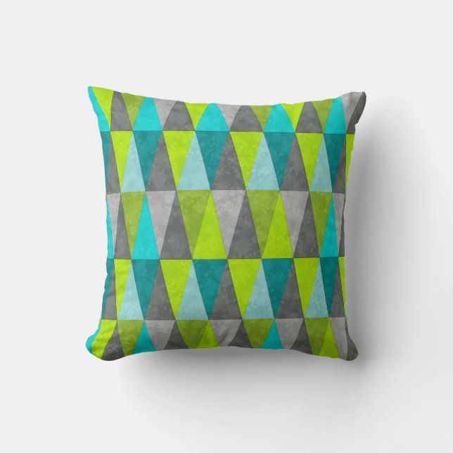 Coussin Motif triangle vert bleu vert géométrique Aqua Gru (Recto)