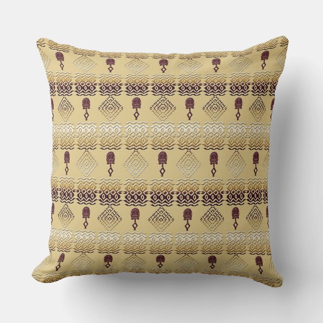 Coussin motif tribal africain ethnique (Recto)