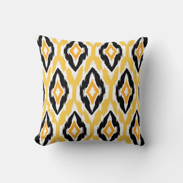 Coussin Motif tribal blanc 1a d'Ikat de noir moderne de (Recto)