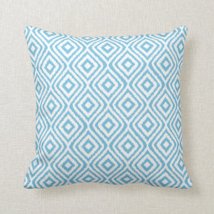Coussin Motif tribal bleu de diamant d'Ikat d'Aqua