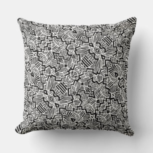 Coussin Motif tribal chic noir et blanc