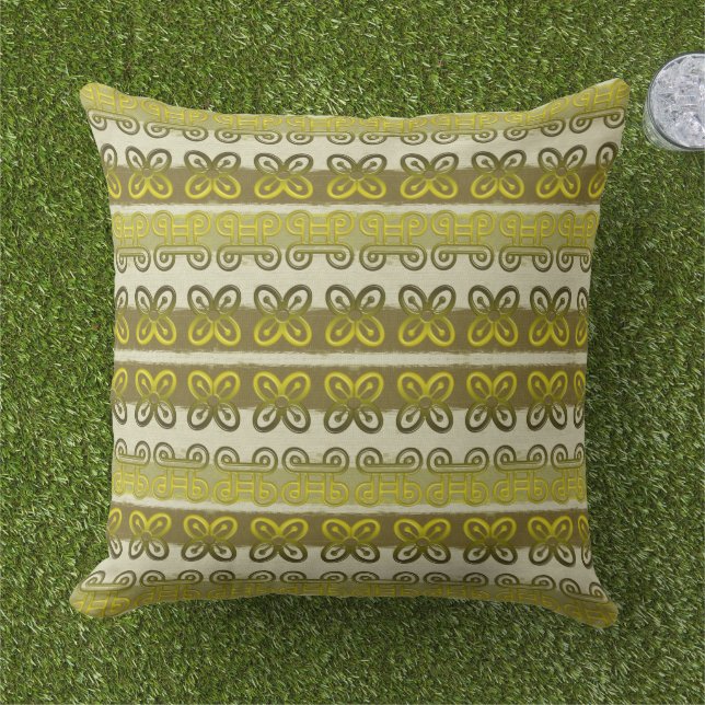 Coussin Motif tribal d'Afrique ethnique avec des symboles  (Herbe)
