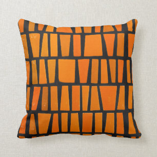 Coussin Motif tribal d'Afrique orange et noire