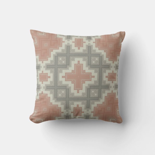 Coussin Motif tribal de Coral Grey (Recto)