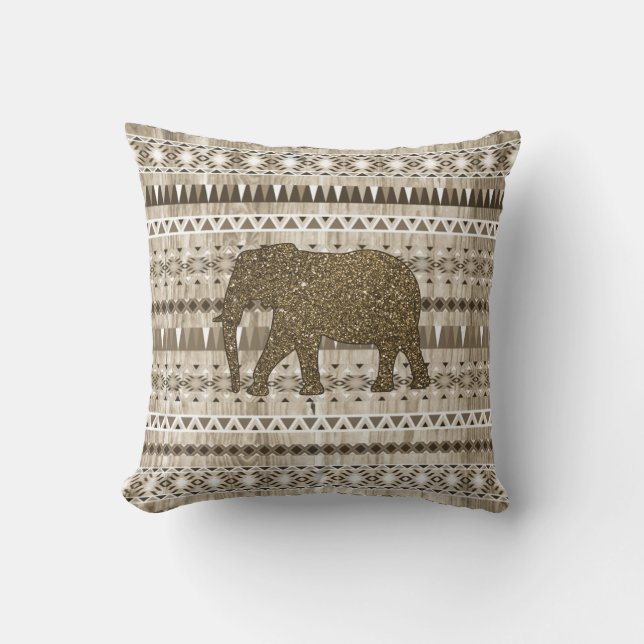 Coussin Motif tribal d'éléphant lunatique sur la (Recto)