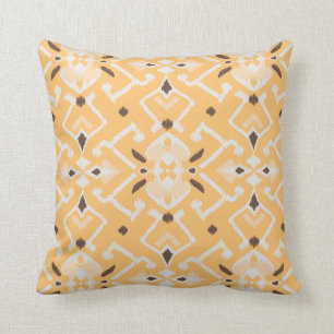 Coussin Motif tribal d'ikat jaune moderne chic
