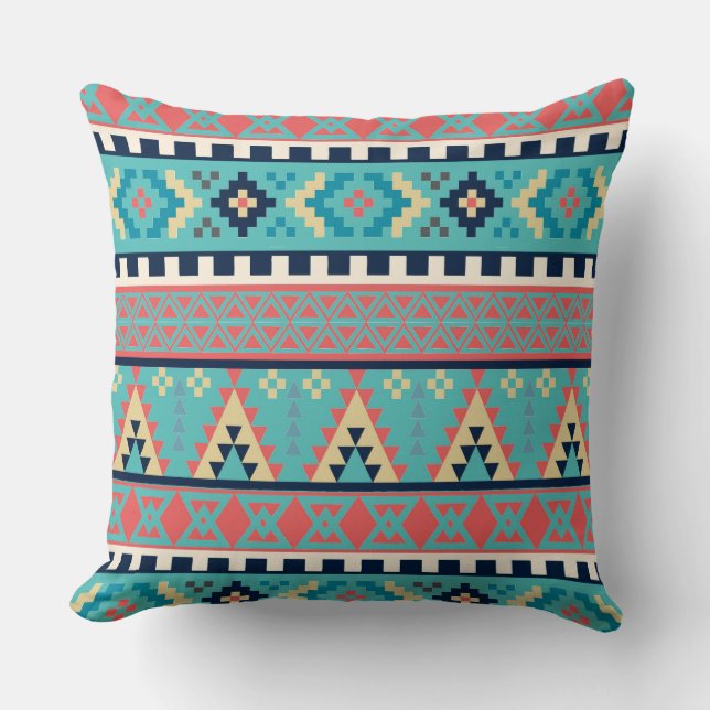 Coussin Motif tribal géométrique de crêtes de montagne (Recto)