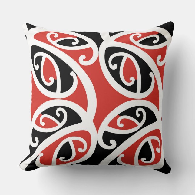 Coussin Motif tribal maori Kowhaiwhai Mangopare (Recto)