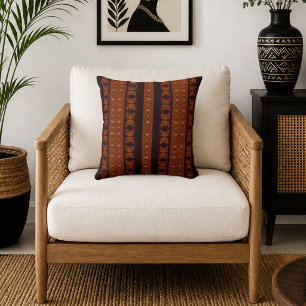 Coussin Motif tribal marron terreux