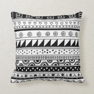 Coussin Motif tribal noir et blanc