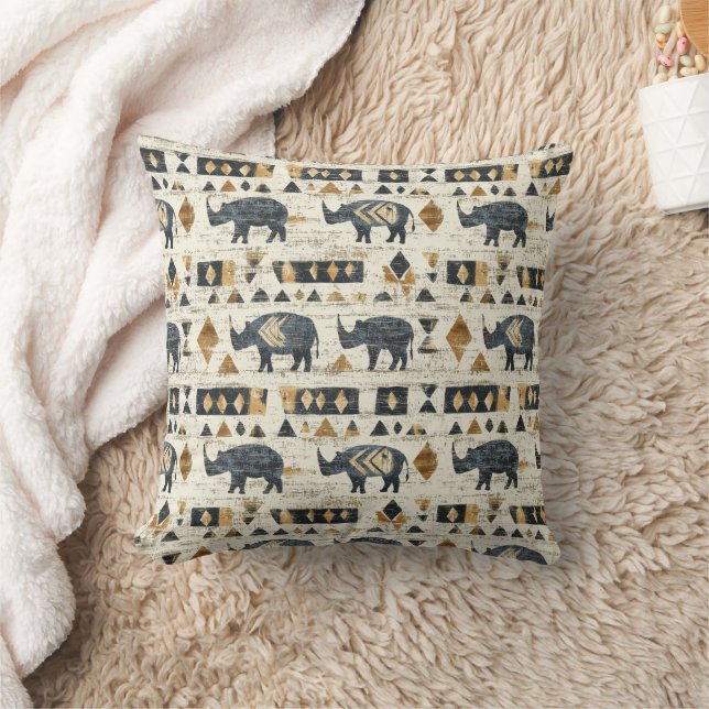 Coussin Motif tribal Rhino Rustique (1) (Couverture)