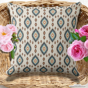 Coussin Motif tribal tendance Brown et turquoise sans cout
