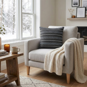 Coussin Motif tricoté cosy noir et gris 