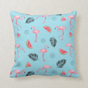 Coussin Motif tropical à la mode de Flamant rose et de
