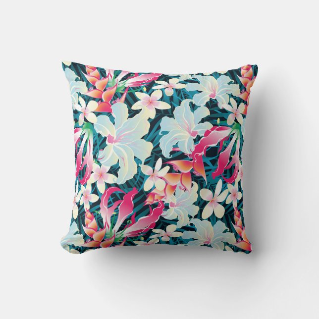 Coussin Motif tropical coloré (Recto)