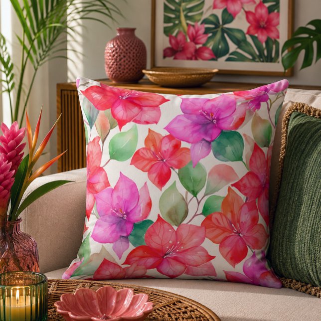 Coussin Motif tropical de bougainvillée (Créateur téléchargé)