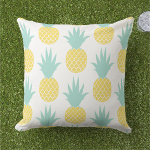 Coussin Motif Tropical de l'Ananas Jaune Menthe