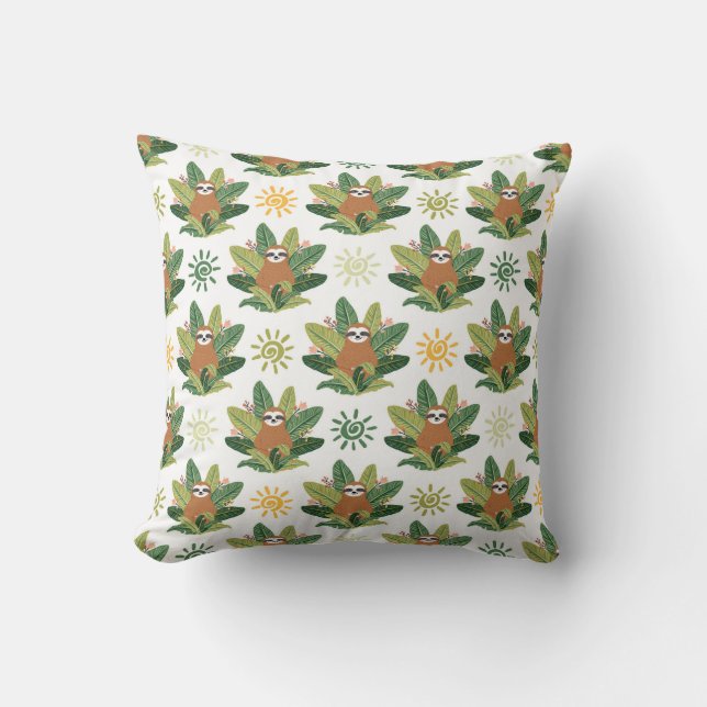 Coussin Motif tropical de paresse (Recto)