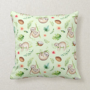 Coussin Motif tropical de paresse de noix de coco