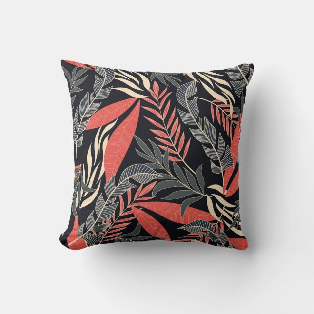Coussin Motif tropical d'été transparent avec jaune vif (Recto)