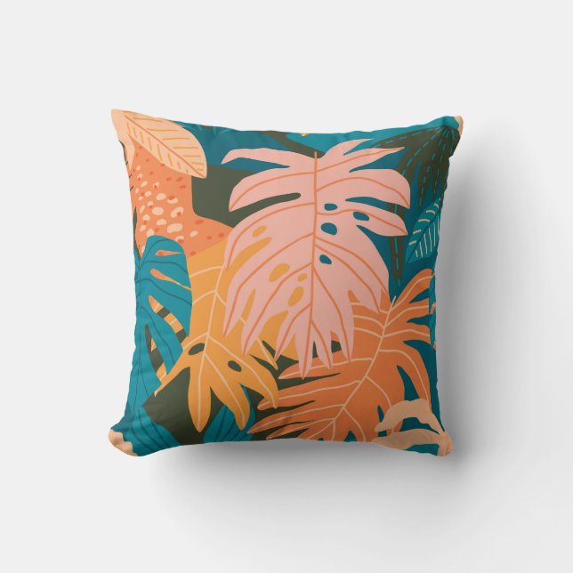Coussin Motif tropical feuille coloré (Recto)