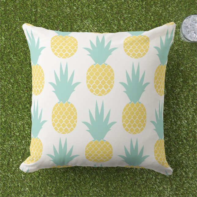 Coussin Motif Tropical Jaune et Pinceau (Herbe)
