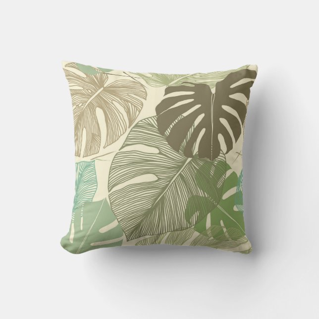 Coussin Motif Tropical Monstera Retro à main (Recto)