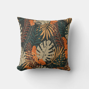 Coussin Motif tropical transparent tendance avec orange vi