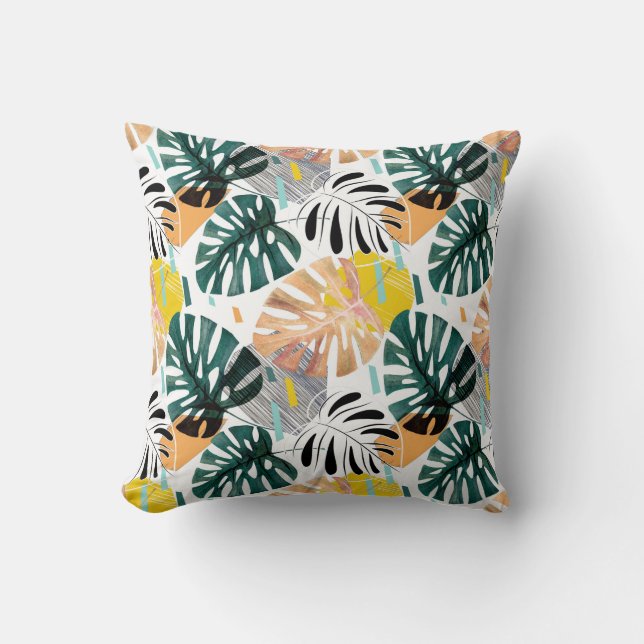Coussin Motif tropicale sans couture. Feuilles verts d'un  (Recto)