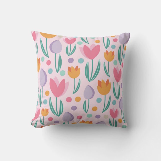Coussin Motif Tulipes printanières (Recto)