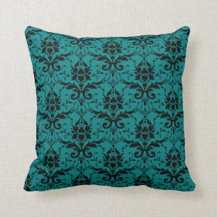 Coussin Motif turquoise de fantaisie de damassé Girly