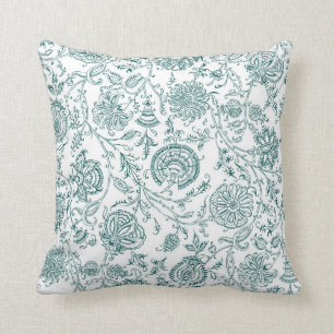 Coussin Motif turquoise et blanc
