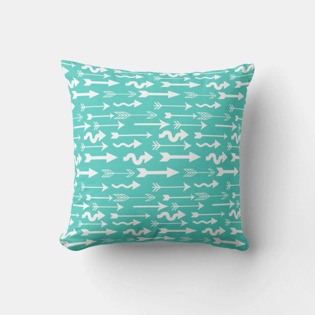 Coussin Motif Turquoise et blanc tendance (Recto)