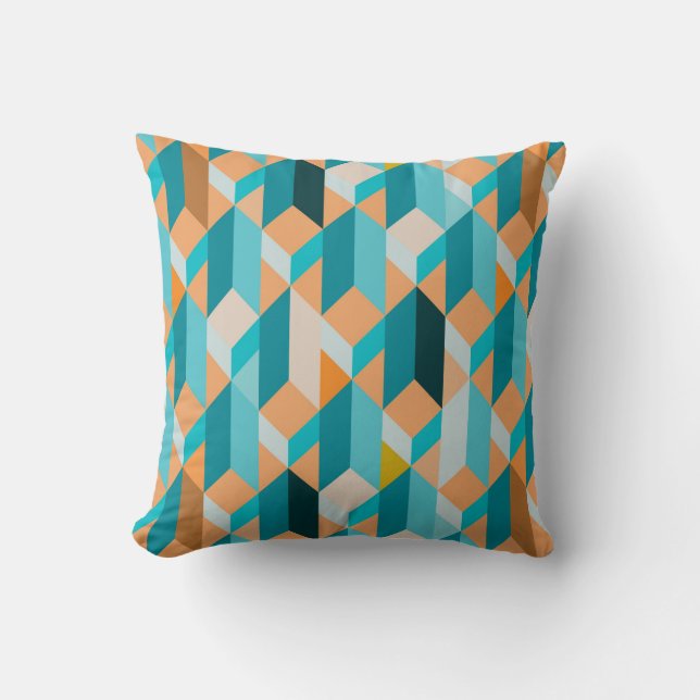 Coussin Motif turquoise et orange de formes (Recto)