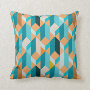 Coussin Motif turquoise et orange de formes