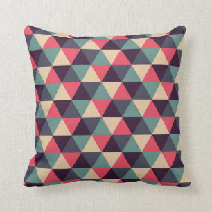 Coussin Motif turquoise et rose de triangle
